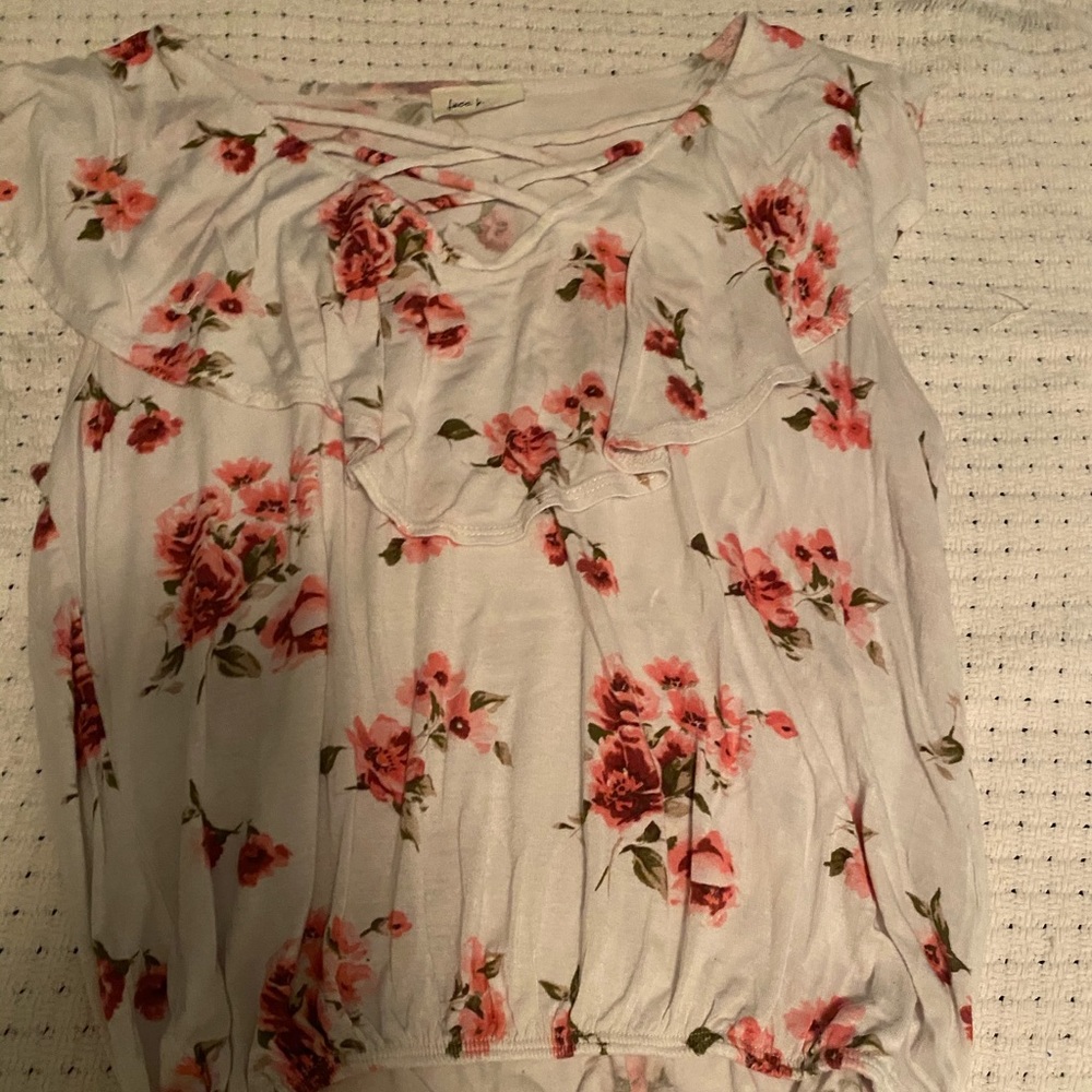 A white floral shirt